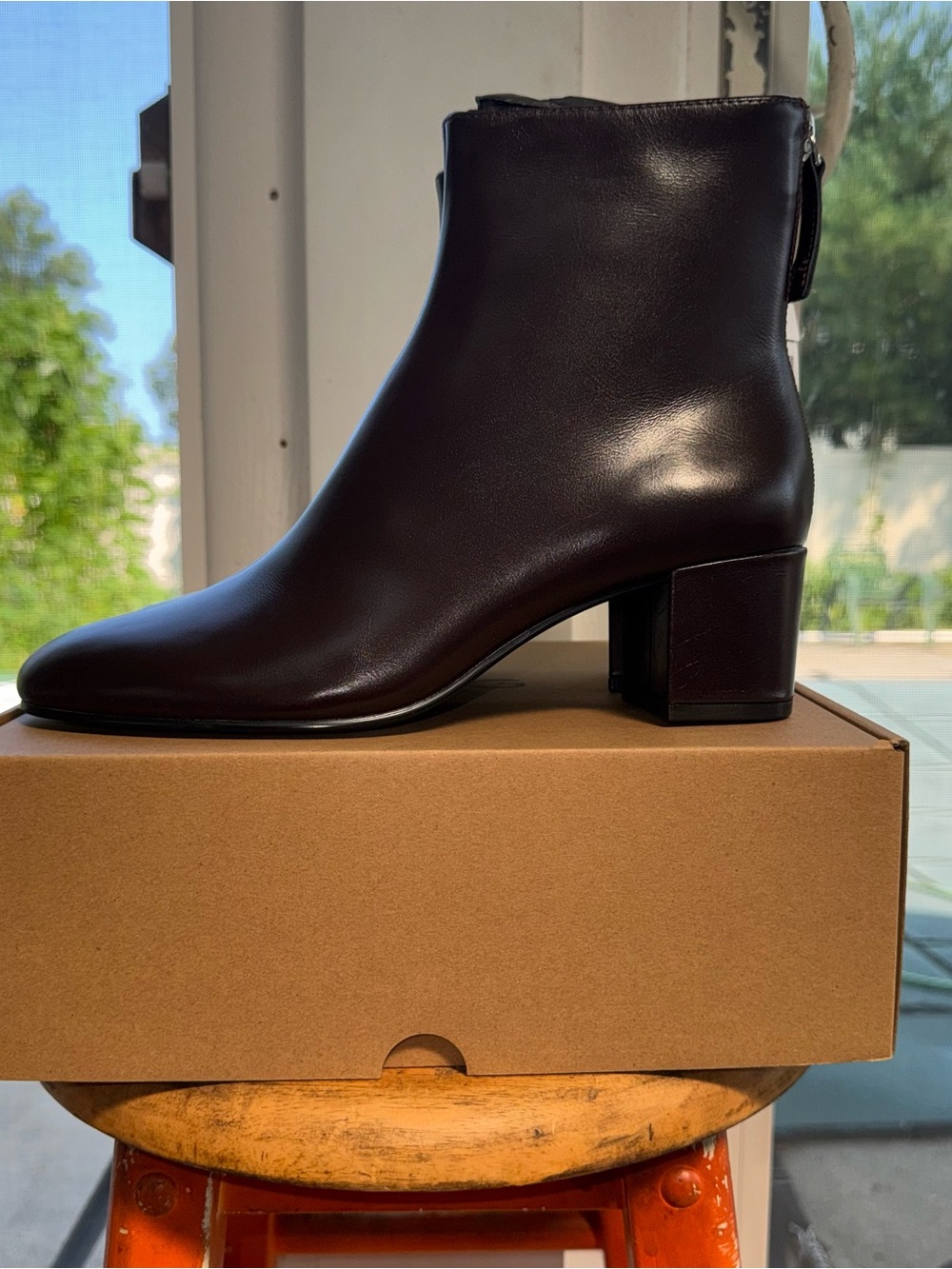 MANGO Claro Genuine Leather Ankle Boots Dark Brown Block Heel Women’s 7.5 NIB - Picture 4 of 16